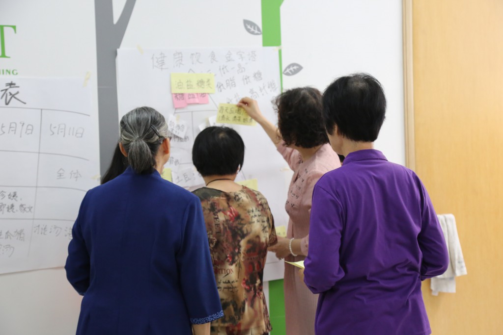 小组成员共同学习健康饮食金字塔